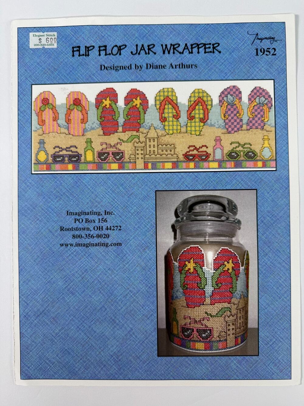 Imaginating Flip Flop Jar Wrapper Cross Stitch Chart Diane Arthurs Summer